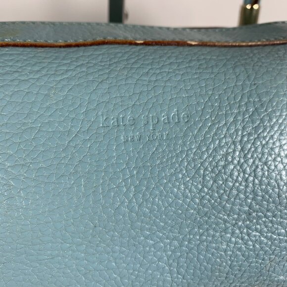 KATE SPADE Light Blue Pebbled Leather Barrel Baguette Shoulder Hand Bag - Picture 2 of 16